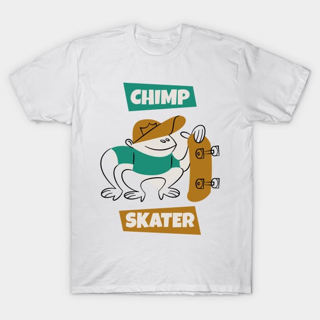 Chimp Skater T-Shirt by TheArtNerd